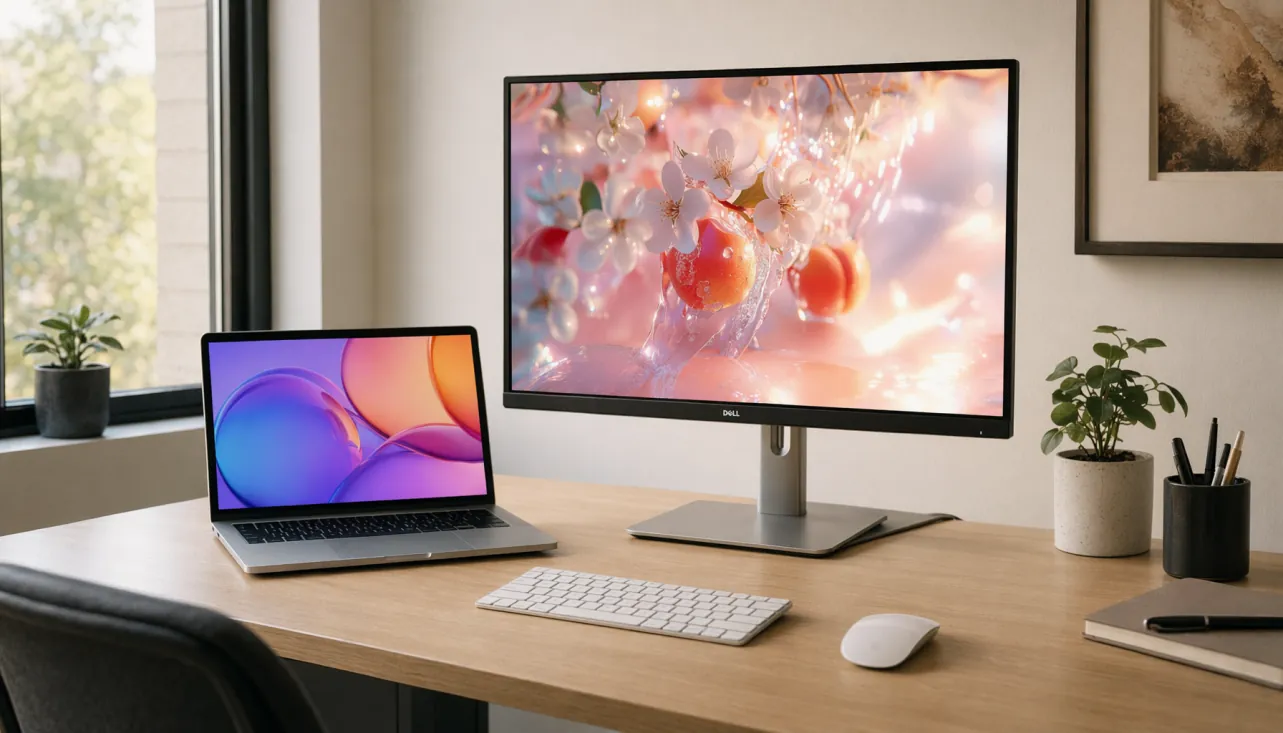A high-end laptop docking station setup used for professional video editing tasks.